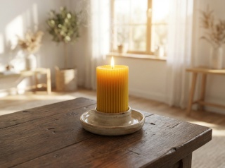 Słupek prążkowany szeroki - świeczka z wosku pszczelego