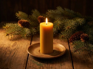 Słupek prążkowany wąski - świeczka z wosku pszczelego